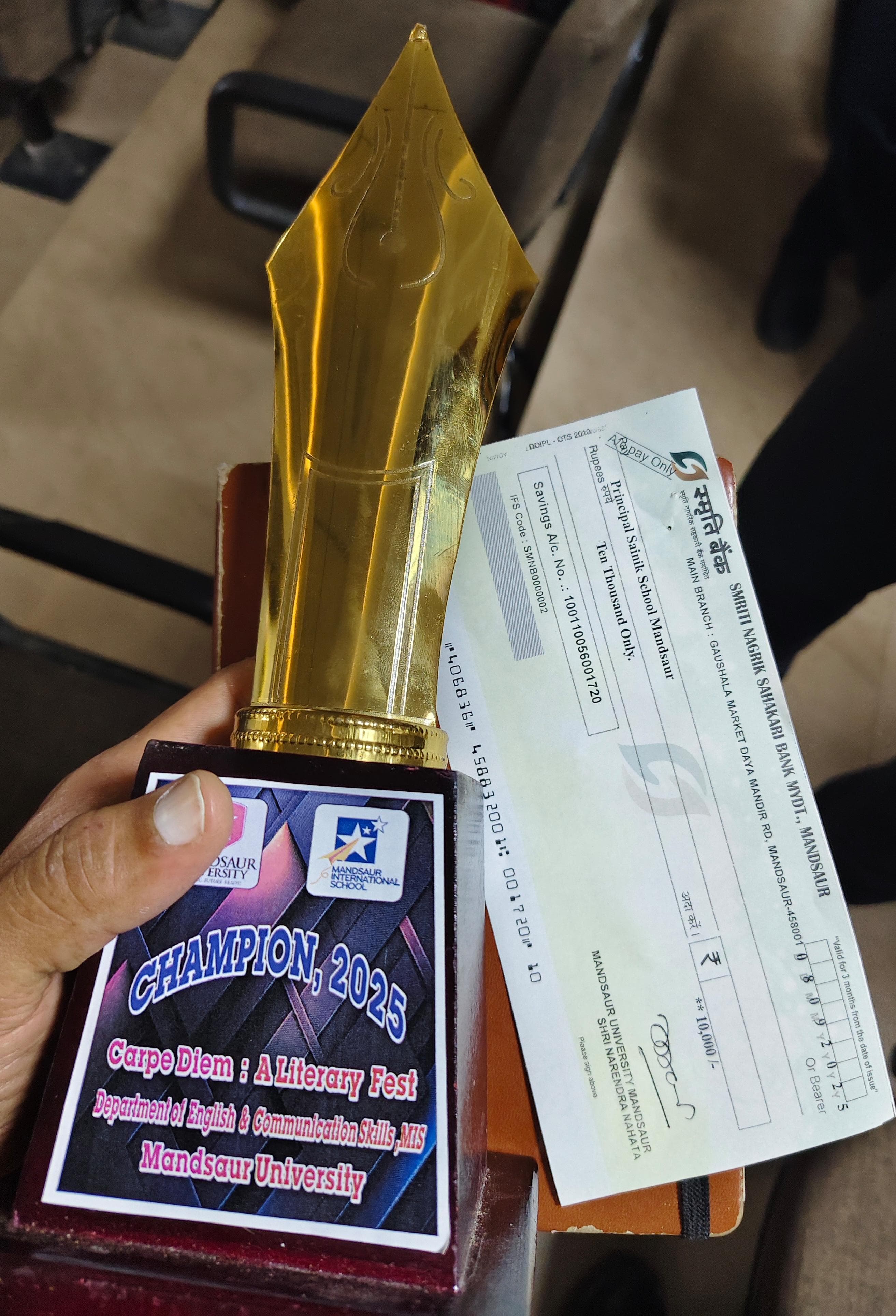 CARPE DIEM at Mandsaur University SCHOOL OF THE YEAR 2025-26 'SAINIK SCHOOL MANDSAUR'