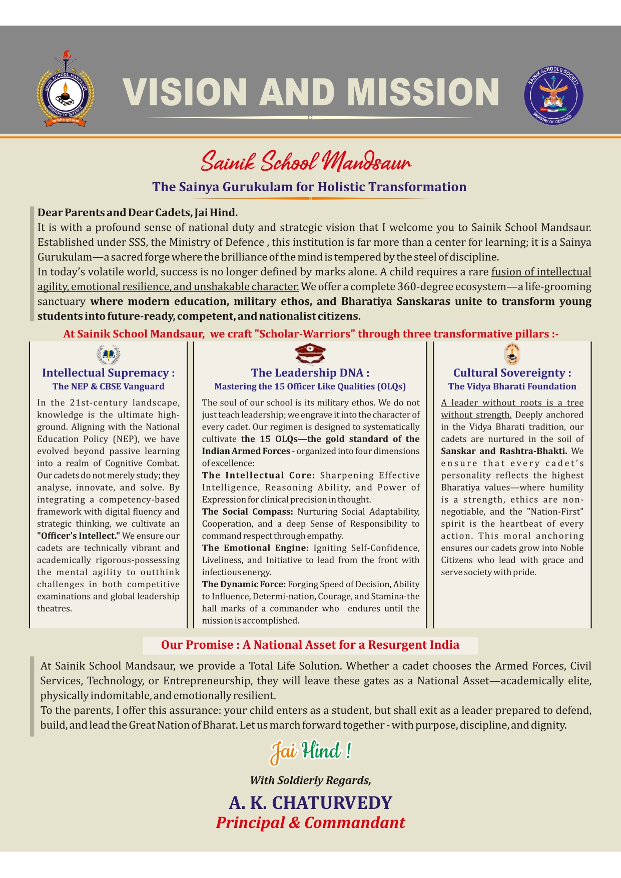 Sainik School Mandsaur Prospectus book